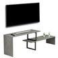 TV FURNITURE EXPANDABLE BRIGGITE HM8892.11 MELAMINE IN GREY STONE TEXTURE -BLACK METAL LEGS 110-160x30x45Hcm. image 1