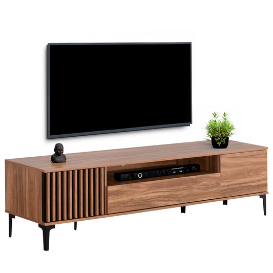 TV FURNITURE SERIES HARRY HM18008.01 MELAMINE IN NATURAL WOOD COLOR AND BLACK 200x40x47,5Hcm. image 1