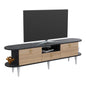 TV FURNITURE BEECON HM18185 MELAMINE IN BLACK MARBLE & SONAMA-WHITE LEGS 180x36x53Hcm. image 1