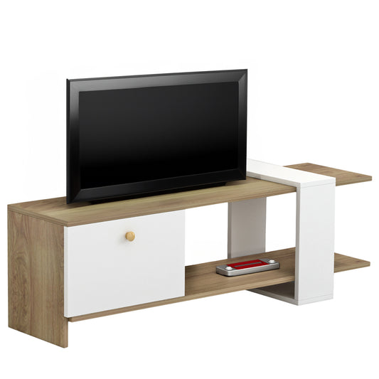 TV FURNITURE HENRIETTE HM8900.11 MELAMINE IN SONAMA-WHITE 120x25x37Hcm. image 1