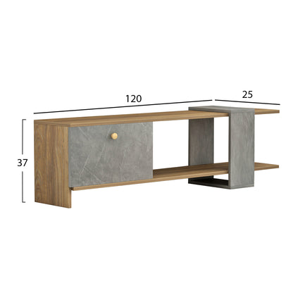 TV FURNITURE HENRIETTE HM8900.13 MELAMINE IN WALNUT-STONE TEXTURE 120x28.5x39Hcm.