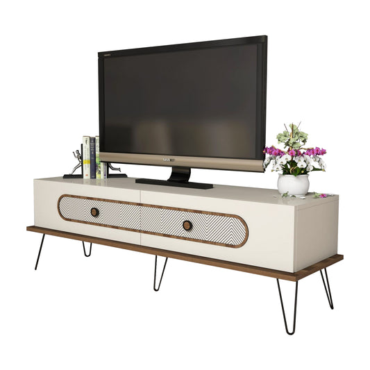 TV STAND HM9511.01 MELAMINE IN CREAM COLOR-METAL LEGS 145x40x45Hcm. image 1