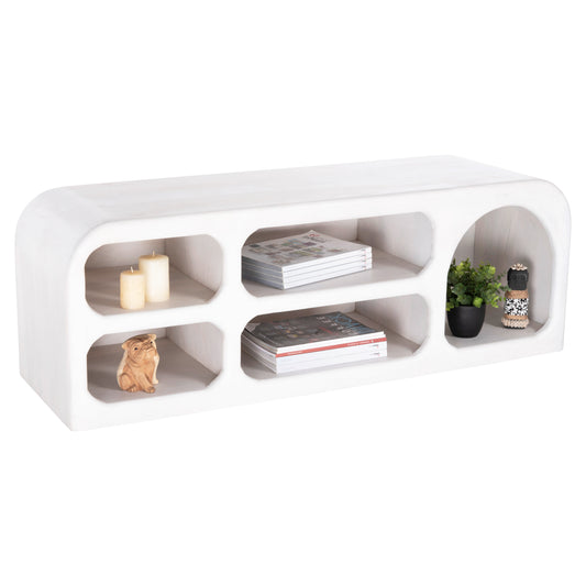 TV CABINET HANDYR HM9704 SOLID MANGO WOOD IN WHITE COLOR 130x40x45Hcm. image 1