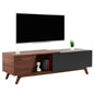 TV CABINET HUDSON HM9748 MDF WITH WALNUT VENEER IN WALNUT AND DAREK GREY COLOR 180x40x50Hcm. image 1