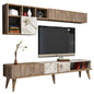 TV FURNITURE MELAMINE IN WALNUT AND WHITE MARBLE 180x35x40Hcm.HM9438.01 image 1