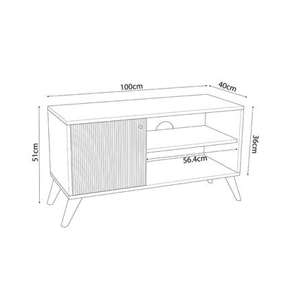 TV STAND/CABINET KRUDEN HM9443.11 MELAMINE IN BLACK-NATURAL 100x40x51Hcm.