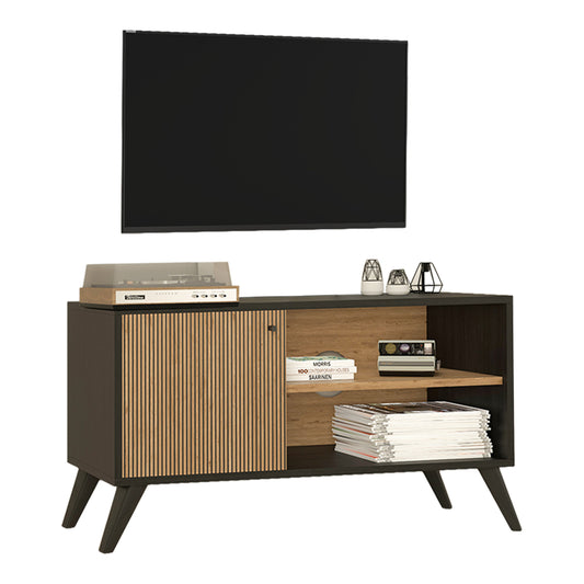 TV STAND/CABINET KRUDEN HM9443.11 MELAMINE IN BLACK-NATURAL 100x40x51Hcm. image 1