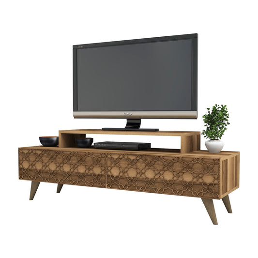 TV STAND MELAMINE HM9510.01 IN WALNUT COLOR 140x41.8x48.8Hcm. image 1
