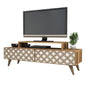 TV STAND MELAMINE HM9510.03 IN WALNUT AND CREAM COLOR 140x41.8x48.8Hcm. image 1