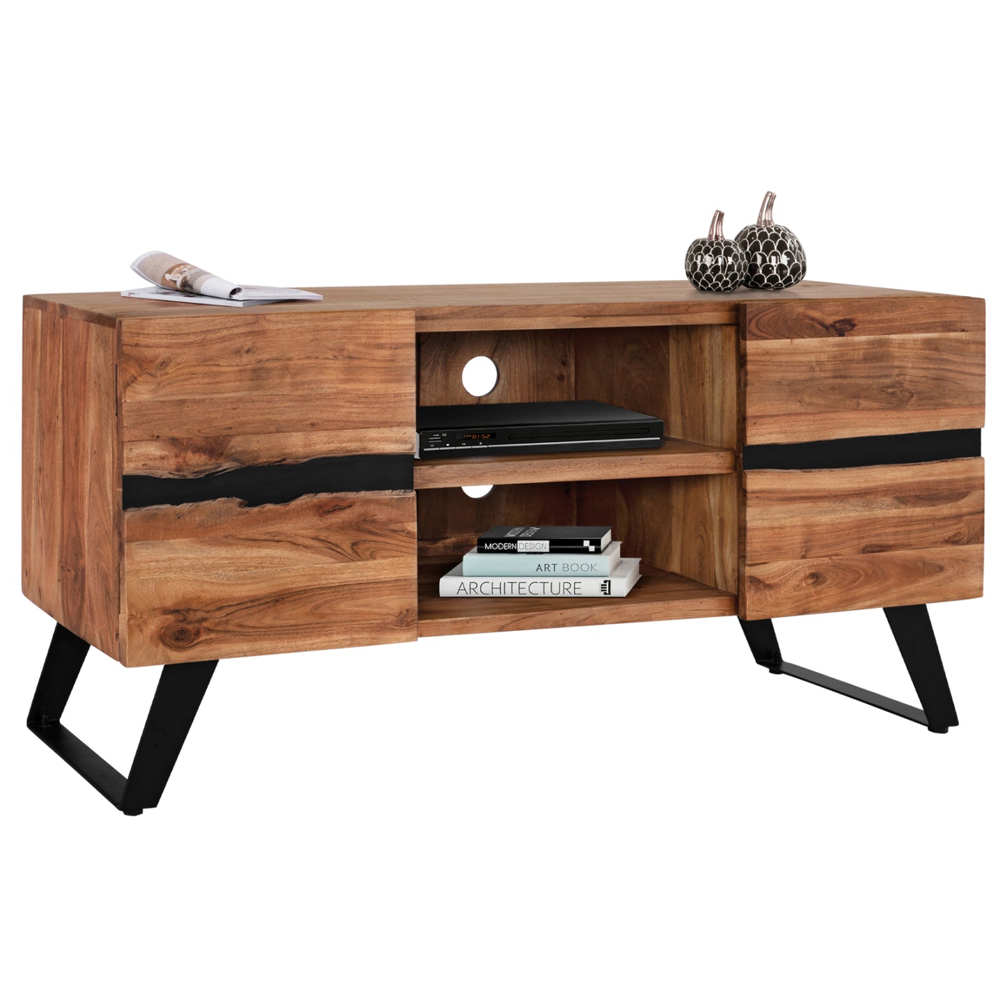 TV Furniture HM8174.11 Alicia Solid acacia wood Natural 130x43x66 cm. image 1