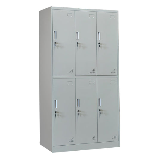LOCKER METALLIC BRAILA HM5546.11 6 CABINETS WITH KEY LOCKS IN LIGHT GREY 90x45x185Hcm. image 1