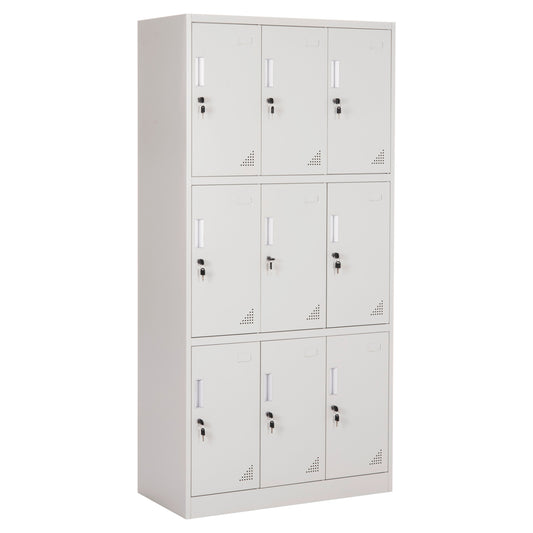 LOCKER METALLIC MALMOE HM5636.11 9 CABINETS WITH KEY LOCKS IN LIGHT GREY 90x45x185Hcm. image 1