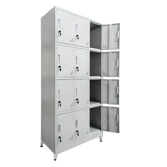LOCKER METALLIC BEXLEY HM21105.01 WITH LEGS - 12 CABINETS WITH KEY LOCKS IN LIGHT GREY 90x40x195Hcm. image 1