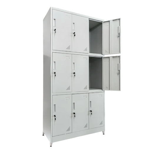 LOCKER METALLIC WITH LEGS MALMOE HM21105 9 CABINETS WITH KEY LOCKS IN LIGHT GREY 90x45x195Hcm. image 1