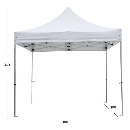 GAZEBO HEAVY-DUTY CRESSEN HM6305 FOLDABLE-ALUMINUM SILVER FRAME-WHITE SHADES 3x3x3,4Hm
