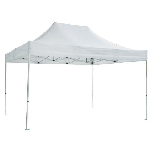 GAZEBO HEAVY-DUTY CRESSEN HM6306 FOLDABLE-ALUMINUM SILVER FRAME-WHITE SHADES 3x4,5x3,4Hm image 1