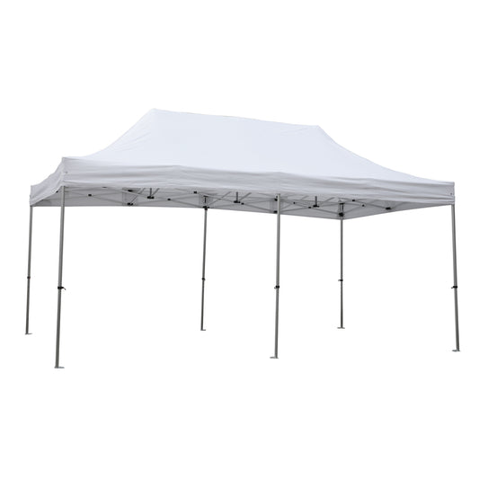 GAZEBO HEAVY-DUTY CRESSEN HM6307 FOLDABLE-ALUMINUM SILVER FRAME-WHITE SHADES 3x6x3,4Hm image 1