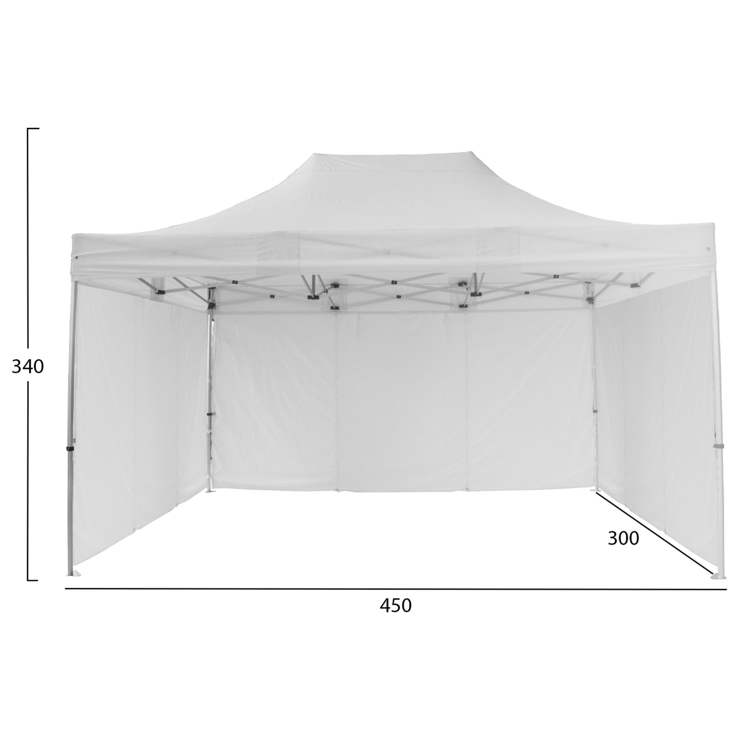 GAZEBO WITH 3 SIDEWALL SHADES CRESSEN HM21098.01 FOLDABLE-ALUMINUM SILVER FRAME-WHITE 3x4.5x3.4Hm