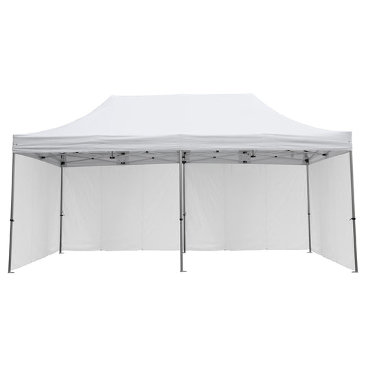 GAZEBO WITH 4 SIDEWALL SHADES CRESSEN HM21099.01 FOLDABLE-ALUMINUM SILVER FRAME-WHITE 3x6x3.4Hm image 1