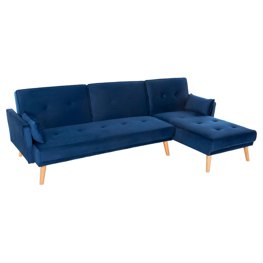 CORNER SOFA-BED REVERSIBLE PANTHEA HM3127.18 BLUE VELVET 260x155x86Hcm. image 1
