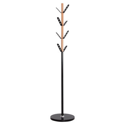 COAT HANGER BILLY HM18075.01 BEECH WOOD-BLACK METAL-BASE WITH WOOD Φ37.5X180Hcm. image 1