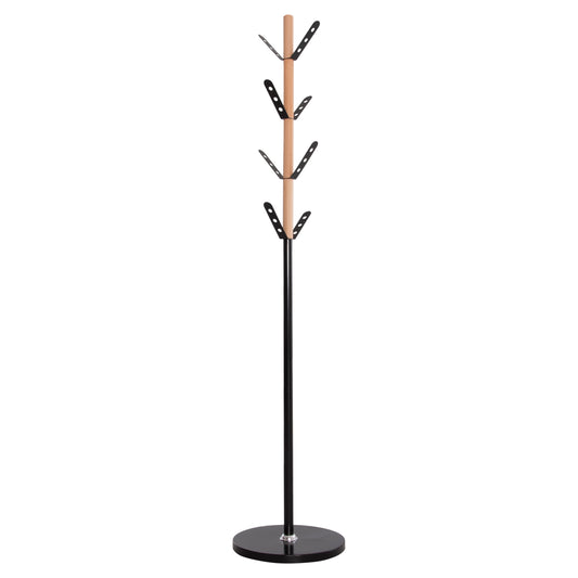 COAT HANGER BILLY HM18075.01 BEECH WOOD-BLACK METAL-BASE WITH WOOD Φ37.5X180Hcm. image 1