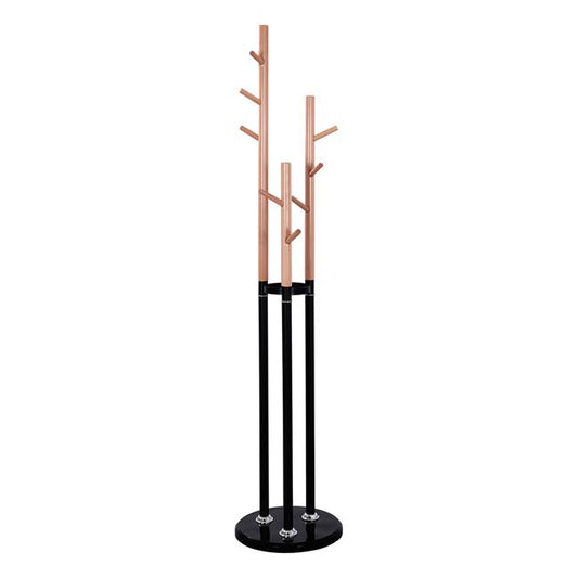 COAT HANGER TRIPLE-PILLAR WYATT HM8610.02 BEECH WOOD-BLACK METAL AND MARBLE BASE Φ37X173Hcm. image 1