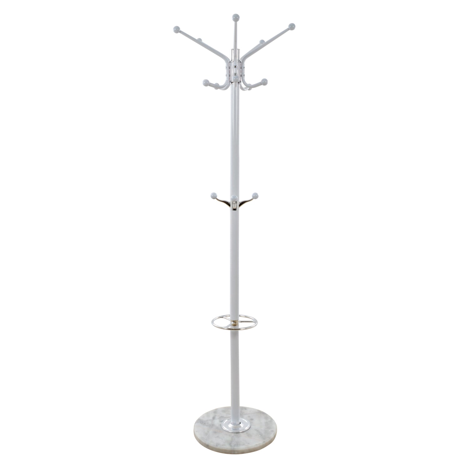 Hat/Coat Stand Metallic HM0039.02 rotating white with marble ''37x170 cm image 1