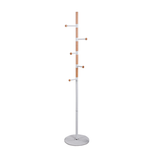 Metallic coat hanger Mercury HM8609.01 beech wood and white marble Diameter 37x176cm image 1