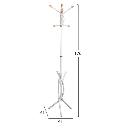 FLOOR STANDING HANGER HM9575.02 METALLIC IN WHITE COLOR-7 HANGING POSITIONS 41x41x176Hcm.
