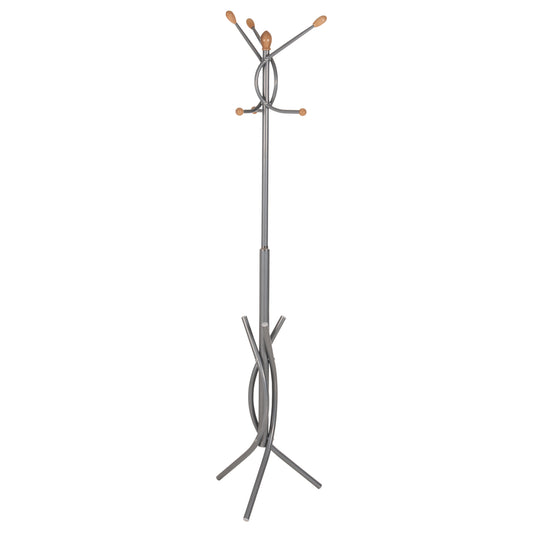 FLOOR STANDING HANGER HM9575.40 METALLIC IN SILVER COLOR-7 HANGING POSITIONS 41x41x176Hcm. image 1