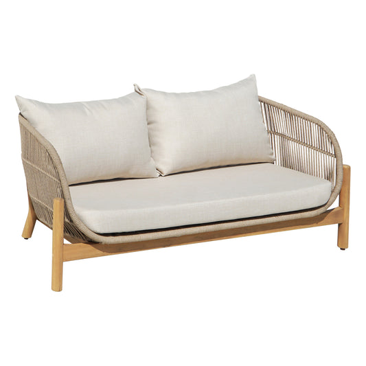 OUTDOOR LOUNGE 2-SEATER SOFA SANJI HM6220 ACACIA WOOD-ALUMINUM-ROPE 168.5x80x82Hcm. image 1