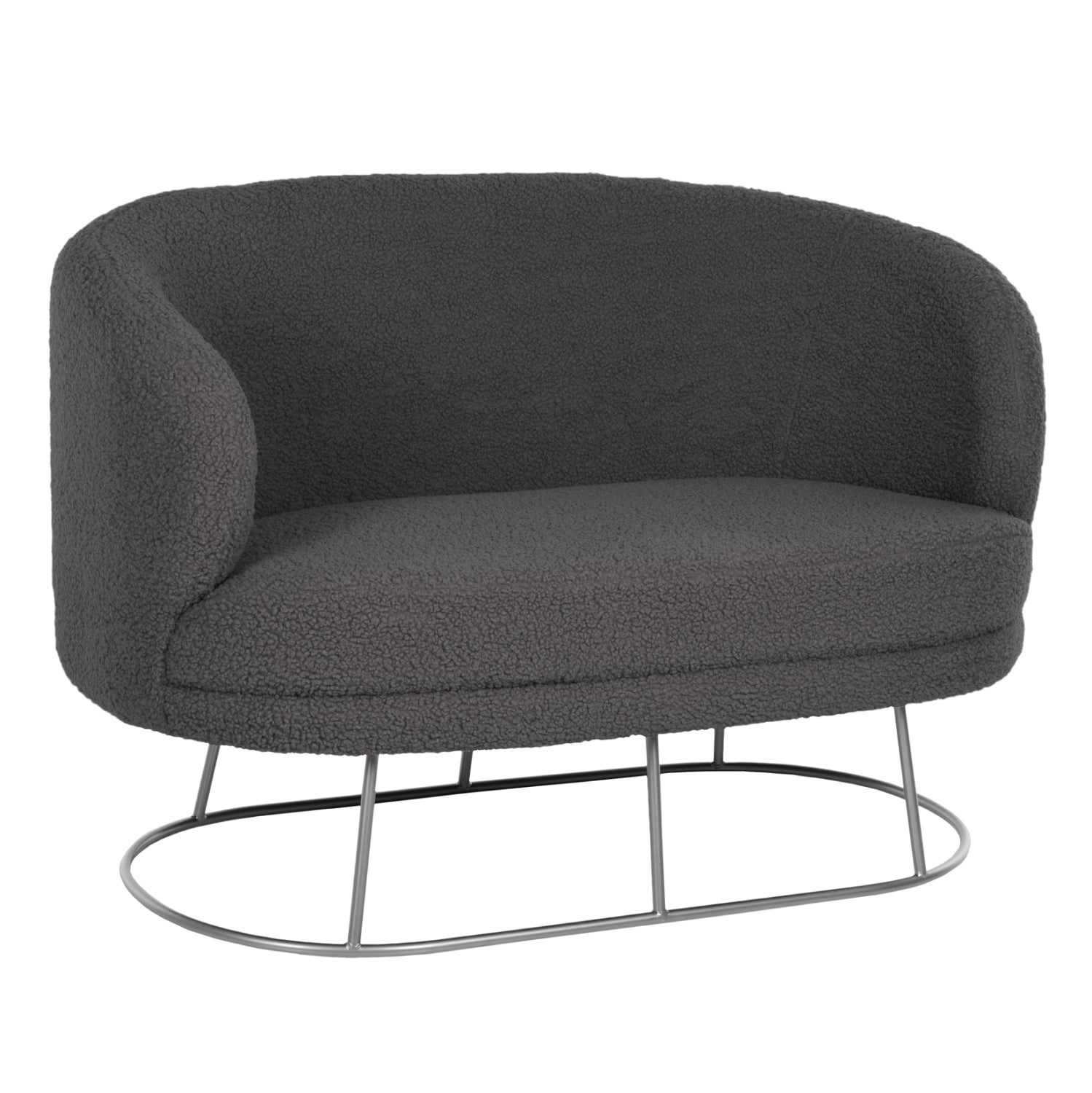 SOFA 2-SEATER ARIEN HM8492.21 GREY BOUCLE FABRIC AND SILVER METAL BASE 130x75x85Hcm. image 1