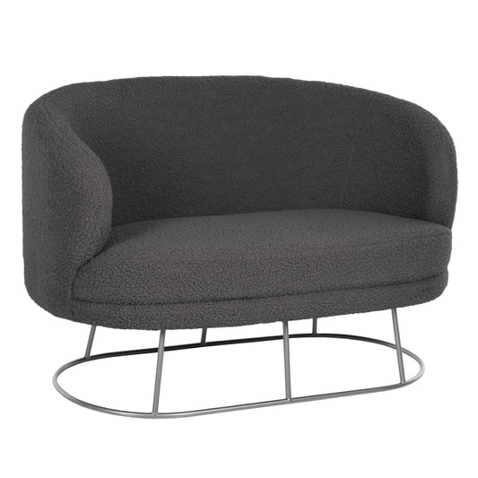 SOFA 2-SEATER ARIEN HM8492.21 GREY BOUCLE FABRIC AND SILVER METAL BASE 130x75x85Hcm. image 1