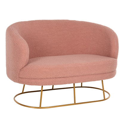SOFA 2-SEATER ARIEN HM8492.22 DUSTY PINK BOUCLE FABRIC AND GOLD METAL BASE 130x75x85Hcm. image 1