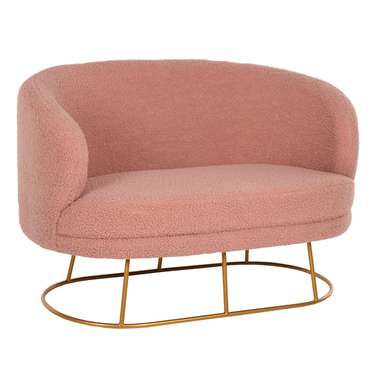 SOFA 2-SEATER ARIEN HM8492.22 DUSTY PINK BOUCLE FABRIC AND GOLD METAL BASE 130x75x85Hcm. image 1