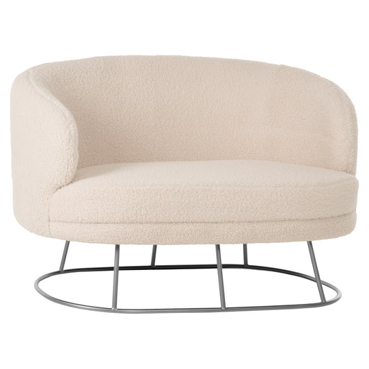 SOFA 2-SEATER ARIEN HM8492.23 WHITE BOUCLE FABRIC AND SILVER METAL BASE 130x75x85Hcm. image 1