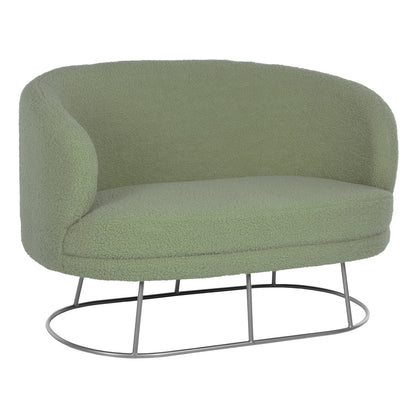SOFA 2-SEATER ARIEN HM8492.27 PISTACHIO GREEN BOUCLE FABRIC AND SILVER METAL BASE 130x75x85Hcm. image 1