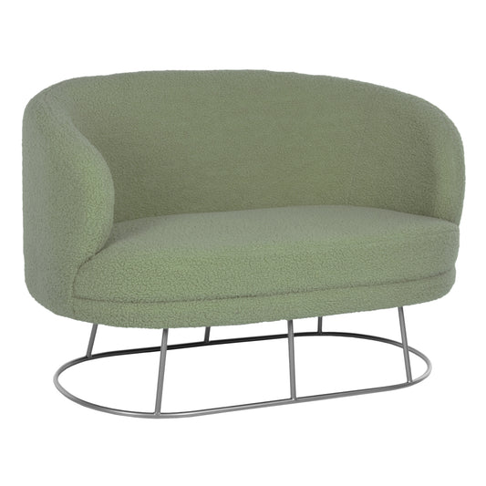 SOFA 2-SEATER ARIEN HM8492.27 PISTACHIO GREEN BOUCLE FABRIC AND SILVER METAL BASE 130x75x85Hcm. image 1