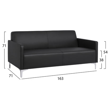 Седалка 3 местна Nellie с черен PU 163x71x71cm