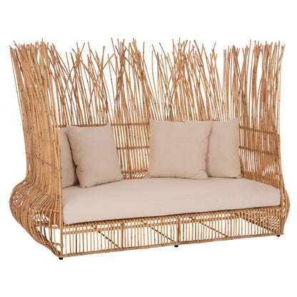 SOFA OUTDOORS ZEPHYR HM5988 RATTAN CANES IN NATURAL-CUSHION SET IN BEIGE 200x120x142Hcm. image 1