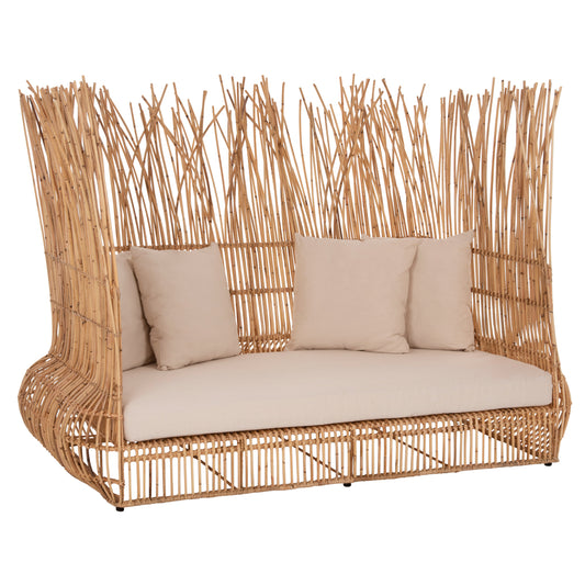 SOFA OUTDOORS ZEPHYR HM5988 RATTAN CANES IN NATURAL-CUSHION SET IN BEIGE 200x120x142Hcm. image 1