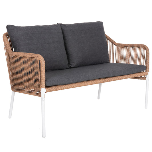 OUTDOOR 2-SEATER SOFA BAFFIN HM6054.01 ALUMINUM WHITE-PE RATTAN BEIGE-ANTHRACITE CUSHIONS image 1