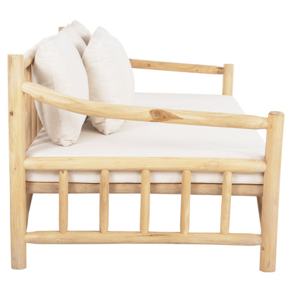 SOFA TORC HM9339 SOLID TEAK NATURAL-WHITE 210x100x80H