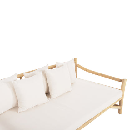 SOFA TORC HM9339 SOLID TEAK NATURAL-WHITE 210x100x80H