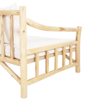SOFA TORC HM9339 SOLID TEAK NATURAL-WHITE 210x100x80H