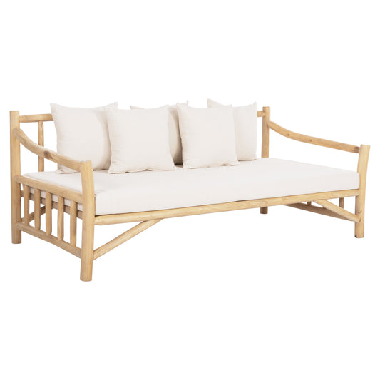 SOFA TORC HM9339 SOLID TEAK NATURAL-WHITE 210x100x80H image 1