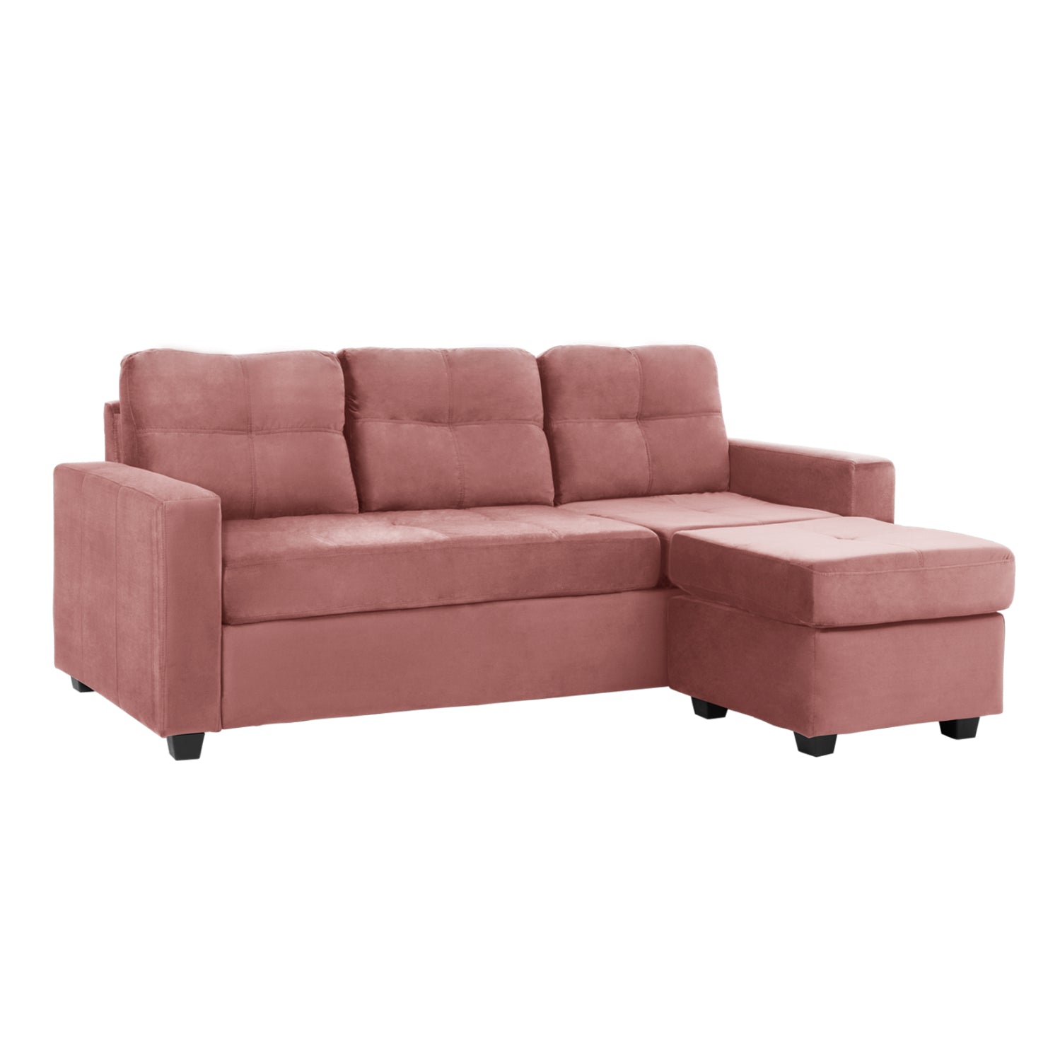 SOFA CORNER REVERSIBLE FABRIC VELVET DUSTY PINK 207x145x85Y cm. HM3004.12 image 1