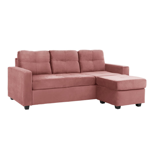 SOFA CORNER REVERSIBLE FABRIC VELVET DUSTY PINK 207x145x85Y cm. HM3004.12 image 1