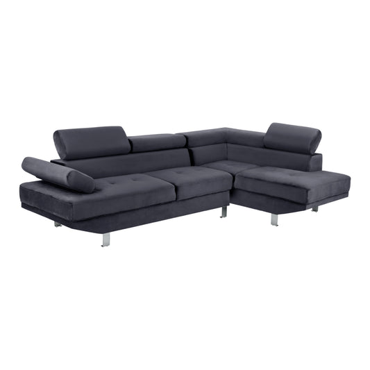 Corner Sofa FAITH Grey velvet HM3156.01 254x79-160x70-84 cm image 1